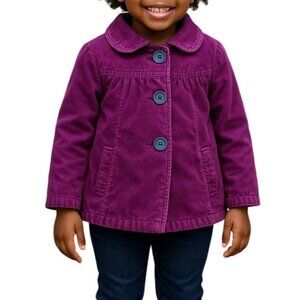 Cherokee Girls Size 4T Coat Purple Corduroy Stylish Floral Lining Fall Jacket